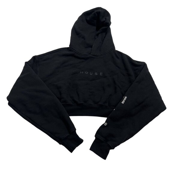 House iD Crop Hoodie in Black - Picture 1 of 4
